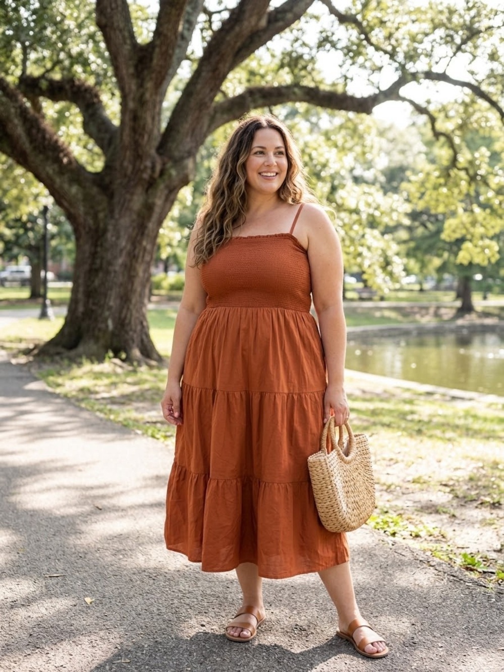 Old Navy Rust Smocked Maxi Dress Plus Size 3X Tiered Boho Sundress